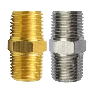 Brass Nipple Pipe Fittings Equal Adapter Union Male Threaded Hex Straight Tube Connector Quick Couplings Hose Extender