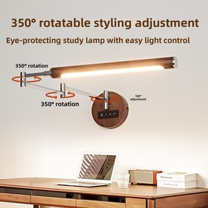 Lampada <span class=keywords><strong>da</strong></span> <span class=keywords><strong>Lettura</strong></span> Dimmerabile a Controllo Touch <span class=keywords><strong>da</strong></span> <span class=keywords><strong>Parete</strong></span> Stile Retrò Francese con Braccio Orientabile in Legno di Noce per Casa, Ufficio e Camera <span class=keywords><strong>da</strong></span> Letto - Product Image 6