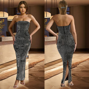 Populaire chaud diamant brillant <span class=keywords><strong>longue</strong></span> <span class=keywords><strong>robe</strong></span> sans bretelles Bandeau vêtements pour femmes <span class=keywords><strong>robe</strong></span> hors épaule taille mince robes pour les filles - Product Image 3