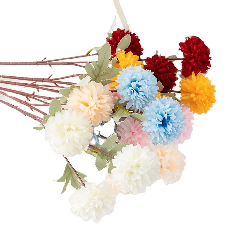 الزفاف الديكور محاكاة زهرة الجملة الاصطناعي ثلاثة رئيس أقحوان مجموعة منضدة الزهور