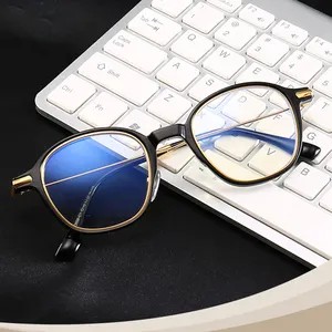 Fashion computer slim mini metal blocking anti blue light filter ray optical frame metal glasses eyeglasses