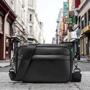 <span class=keywords><strong>Sac</strong></span> à bandoulière en cuir PU noir de haute qualité pour hommes et adolescents – Vente en gros - Product Image 5