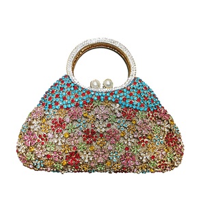 Vintage Floral Crystal Evening Bag for Women Pretty Rhinestones Top Handle <b>Purse</b> Date Nights Handbag - Product Image 6