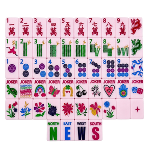 Tuiles <span class=keywords><strong>de</strong></span> Mahjong Rose Marshmallow Personnalisées, Breloques Porte-Bonheur, Luxe Moderne, Acrylique Sculpté Double Face, Idéal pour les Réunions entre Amis, Vente au Détail et en Gros - Product Image 2