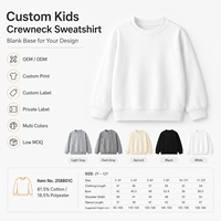 Sweat-shirt à col rond personnalisé pour enfants, en coton mélangé doux, pull uni pour jeunes, impression multicolore, prêt à l'emploi, OEM, faible MOQ