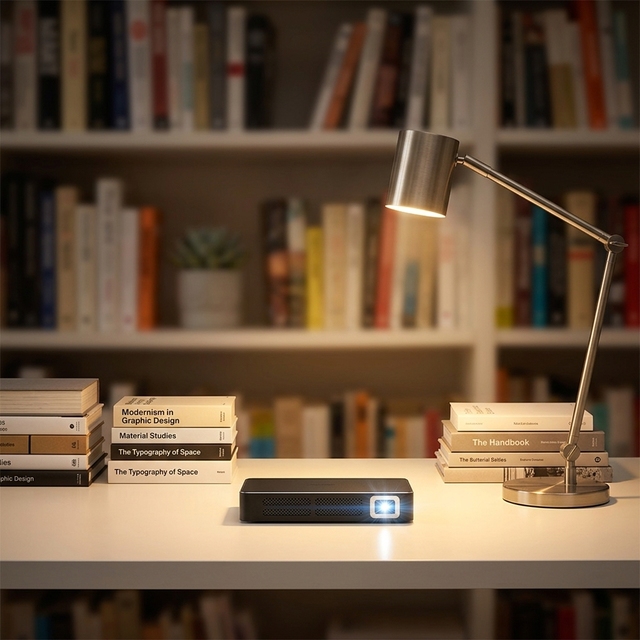 MINI Projector Black Mini LED DLP Android 7.1 1080p 1200 Lumens 8GB Storage Built-in Speakers Dual-band Wi-Fi Portable Home