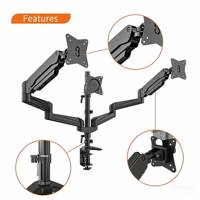 Support triple pour moniteur Swelix VM-GA36 à ressort à gaz réglable pour bureau à domicile avec structure de panneau à insertion rapide 15-32 pouces