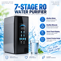 Distributeur d'eau sans réservoir à 7 étapes, purificateur d'eau RO sous évier, écran tactile intelligent, surveillance TDS, filtre minéral alcalin