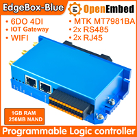Controlador Inteligente Mini PLC OpenEmbed Edgebox-azul, Router VPN y Gateway Edge, 2*RS485, 4G LTE, WiFi6 para Controlador de Programación PLC