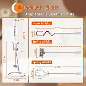 Mousseur à lait électrique portatif, 3 vitesses, mousseur à café, batteur à œufs, mélangeur à lait, rechargeable par USB, design minimaliste - Product Image 4