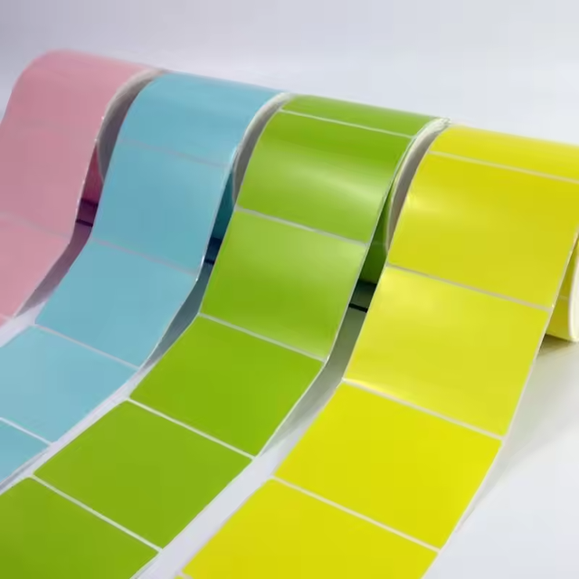 Colorful Self Adhesive Sticker Water Proof Thermal Transfer Blank Label Roll Customized Size Coated Thermal Label