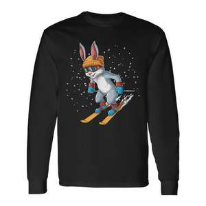 Camiseta de Manga Larga con Diseño de Conejo Esquiando, Ropa Deportiva de Invierno - Product Image 1