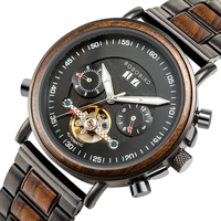 Grosir BOBO BIRD Kedatangan Baru Jam Tangan Pria Otomatis Mewah dari Baja Tahan Karat & Kayu Desain Skeleton Ramah Lingkungan Pesona Fashion