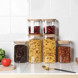 Venta al por mayor de tarro de almacenamiento de vidrio borosilicato de alta calidad tarro de albañil tarros de vidrio redondo tarros con tapas para almacenamiento Kichen - Product Image 3