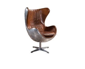 Chaises de loisirs pivotantes en cuir pour l'aviation Chaise pivotante et chaise œuf en cuir véritable vintage Produit en vrac fait à la main - Product Image 4