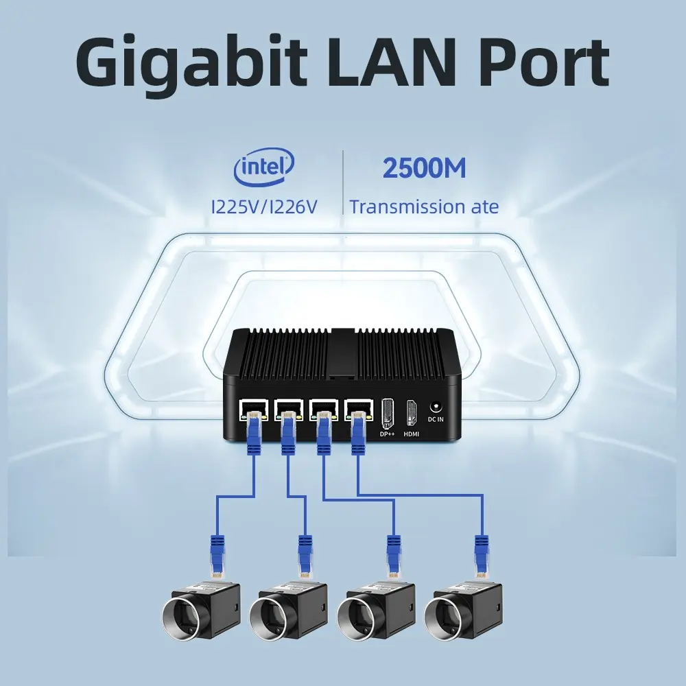 Intel N100 Không Quạt Mini PC Với Ddr4 4 I225V 2.5G Gigabit LAN HD-MI Dp Win10 & Ubuntu Mềm Router Micro Máy Tính-Mỹ & Jp Phích Cắm