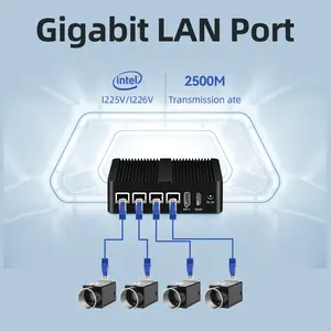 Intel N100 DDR4 4 i225V ile fansız Mini PC 2.5G Gigabit LAN HD-MI DP Win10 & Ubuntu yumuşak yönlendirici mikro bilgisayar-abd ve JP fişler