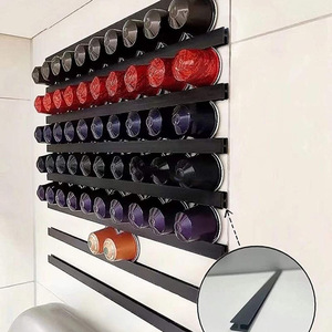 Support de rangement pour dosettes de café, fixation murale magnétique, gain de place, pas de perçage nécessaire, options de couleurs noir, blanc, rouge, style simple - Product Image 1