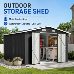 <span class=keywords><strong>Caseta</strong></span> de Jardín Metálica con Techo a Dos Aguas Personalizada, Cobertizo de Almacenamiento Exterior Impermeable, Venta al por Mayor OEM ODM para Proyectos Comerciales en Patios Traseros - Product Image 1