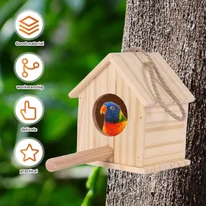 Wooden Hanging Bird House Bird Houses For Outside Clearance With Pole Bird Nesting Box Arts Crafts Indoor And Garden