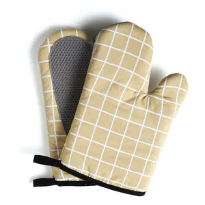 Sarung tangan Oven pemanggang panjang kualitas tinggi penjualan laris sarung tangan pembuat lubang tahan panas antiselip sarung tangan Oven silikon dapur