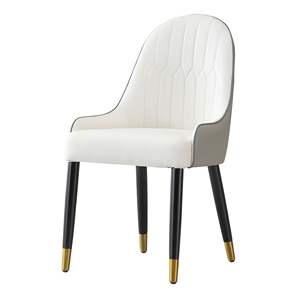 Juego de 2 sillas de comedor de piel sintética modernas DB con respaldo de patas de metal con Material de PU para sala de Estar, comedor, recepción - Product Image 6