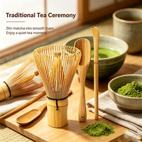 Ensemble de thé matcha en bambou avec logo personnalisé, emballage personnalisé, fouet à matcha de voyage, y compris fouet et cuillère à matcha