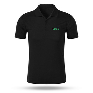 Camiseta de punto sólido transpirable de 210 g, 100 % algodón piqué, bordada, con botones, manga corta, largo regular, unisex, para hombre, con logotipo frontal bordado. - Product Image 1