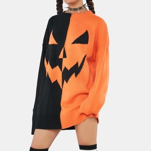 Personalizado FNJIA nuevo largo mujeres de punto calabaza Jacquard suelto Casual moda pulóver de gran tamaño de punto suéter de <span class=keywords><strong>Halloween</strong></span> - Product Image 3
