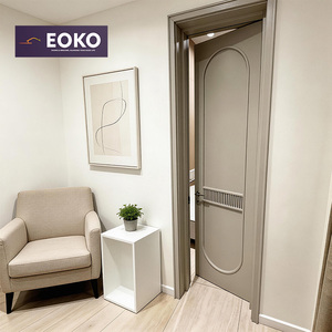 EOKOカスタム防火仕様無垢材インテリアスイングドア（メラミン仕上げ表面）ホテル客室用木製ドア - Product Image 1