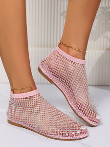 <span class=keywords><strong>Sandales</strong></span> Plates à Talon Bas Évidé et <span class=keywords><strong>Chaussettes</strong></span> Résille Populaires pour Femmes, <span class=keywords><strong>Sandales</strong></span> Brillantes Décorées de Diamants - Product Image 6