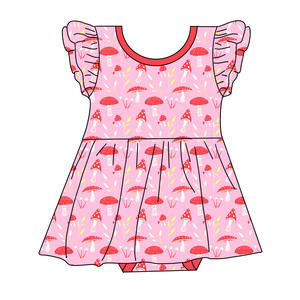 Baju Bayi Perempuan Bahan Bambu Spandex, Gaun Bodysuit Bayi Baru Lahir, Pakaian Bergaya Ruffle di Bahu, Lengan Panjang, Romper Anak Kecil, Baju Onesie, Gaun Berputar - Product Image 4