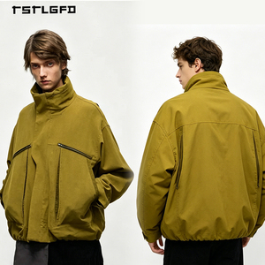 Chaqueta Gabardina Corta para Hombre, Estilo Gabardina, Cuello Alto, Doble Botonadura, con Epaulettes y Forro a Rayas en Contraste - Product Image 3