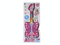 BY TOYS Stimulate Carton Pink Butterfly Eco-Friendly Interesting Keyboard Guitar With Light Musical Instrument for Kids