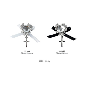 เครื่องประดับตกแต่งเล็บสไตล์บาร็อคเข้มมีโบว์ประดับจี้ไขว้ - Product Image 5