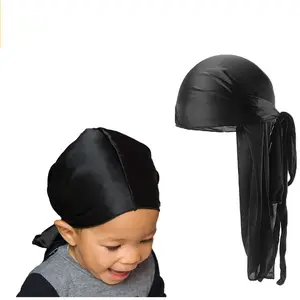 2020 Family Suit Du Rag 2pcs/Set Headwrap Turban Baby Doo Rag Mommy Dad kids Durags Long Straps Plain Satin Silky Durag