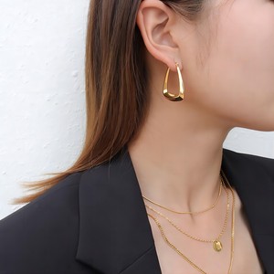 ต่างหูห่วงรูปตัวยูชุบทองโลหะผสมสังกะสีดีไซน์เรขาคณิตแบบมินิมอลสำหรับผู้หญิงเครื่องประดับแฟชั่น - Product Image 3