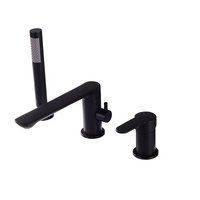 Nouveau robinet de baignoire à 3 trous en laiton noir mat de Style industriel mitigeur d'eau de baignoire monté sur le pont avec douchette B1558