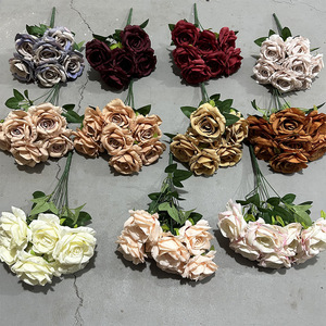 ช่อดอกกุหลาบประดิษฐ์ยี่ซวน 7 ดอก ดอกไม้ผ้าไหม ตกแต่งงานแต่งงานและบ้าน - Product Image 2