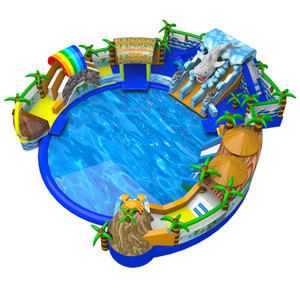 Tobogán de agua inflable comercial popular de verano 2024 con tres toboganes <span class=keywords><strong>piscina</strong></span> para niños Parque Acuático de alta calidad - Product Image 1