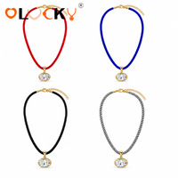 Collier Pendentif Cordon Couleur Personnalisée LUCKYJIU avec Zircon Cubique, Plaqué Or 18K, en Acier Inoxydable, Bijoux OEM ODM Vente en Gros pour Marques Féminines