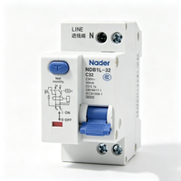 Disjoncteur différentiel original Nader NDB1L-32 UL RCCB 1P+N 6-32A Courbe C AC240V pour distribution basse tension