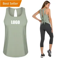 Camisetas de entrenamiento con logotipo personalizado para mujer, camisetas de Yoga con espalda abierta, camisetas sin mangas, camisetas atléticas, ropa de gimnasio 2022