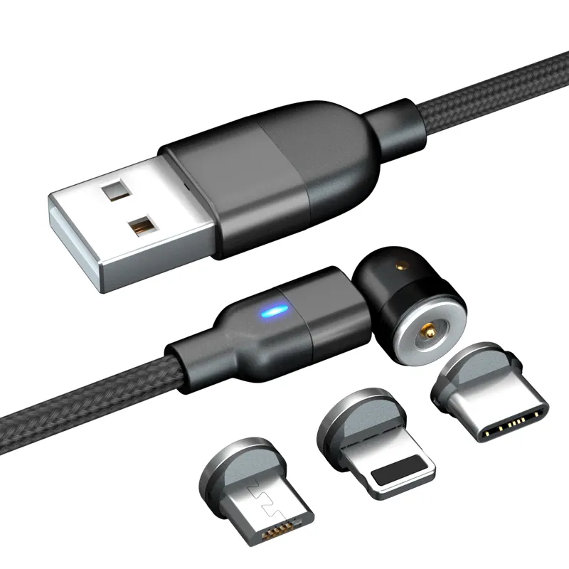 Для usb-кабеля типа c для быстрой зарядки 2.4A Магнитный кабель 540 градусов вращающийся l-образный USB телефонный кабель совместимым микро-usb/Type-c/I-Информация о продукте