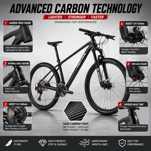 Bicicleta WARRIOR Pro de Fibra de Carbono de Alto Módulo con Transmisión SHIMANO XT M8100-12S y Horquilla de Suspensión de Aire para Senderos Todoterreno - Product Image 6