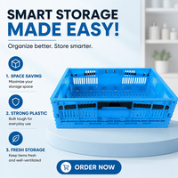 Caisse en plastique perforée empilable de qualité alimentaire, personnalisée, bleue, pour l'agriculture, réutilisable, pour le stockage des fruits et légumes