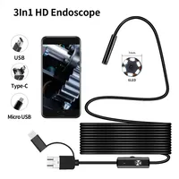 Endoscope Android 3 en 1, caméra de téléphone USB 5,5 mm, câble souple de 1 mètre, caméra d'inspection USB HD, étanche IP67, endoscope flexible