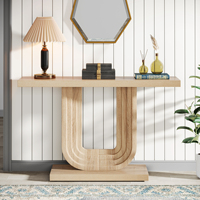 Tribesigns Table d'entrée en MDF de 39 pouces avec base géométrique en forme de U Tables console en bois clair de ferme