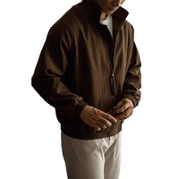 Veste décontractée pour homme à col montant et rayures bulles, coupe ample, fermeture éclair, style cardigan sport, abricot et blanc, pour jeunes, printemps-automne