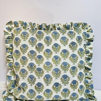 Housse de coussin à volants en coton 100% à motifs floraux, housse de coussin décorative botanique pour canapé, chambre à coucher, maison de campagne, décoration intérieure